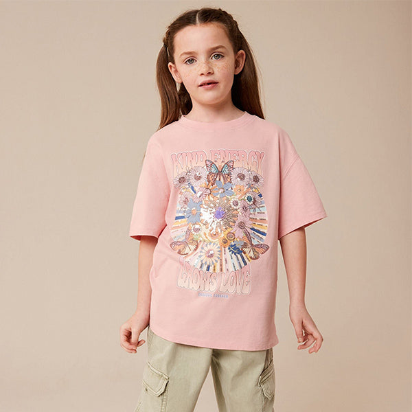 Pink Oversized Embellished Graphic T-Shirt (5-12yrs)