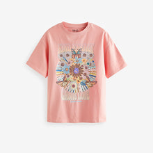 Load image into Gallery viewer, Pink Oversized Embellished Graphic T-Shirt (5-12yrs)
