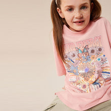 Load image into Gallery viewer, Pink Oversized Embellished Graphic T-Shirt (5-12yrs)
