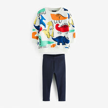 Load image into Gallery viewer, Rainbow Dinosaur Long Sleeve 100% Cotton Top and Leggings Set
