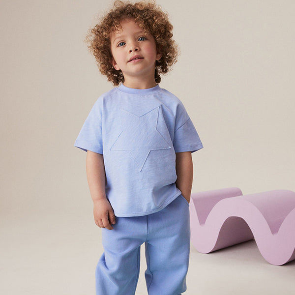 Blue 100% Cotton Short Sleeve Appliqué T-Shirt (3mths-6yrs)