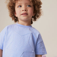Load image into Gallery viewer, Blue 100% Cotton Short Sleeve Appliqué T-Shirt (3mths-6yrs)
