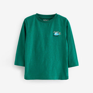 Green Helicopter 100% Cotton Long Sleeves Semi Plain T-Shirt (3mths-6yrs)