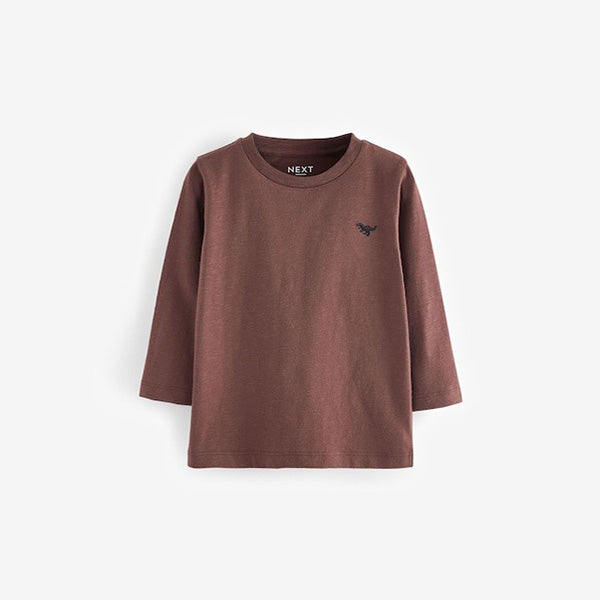 Brown Long Sleeve Plain T-Shirt (3mths-6Yrs)