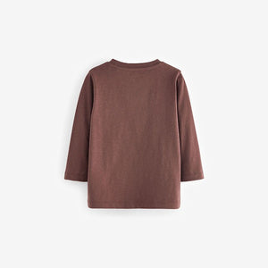 Brown Long Sleeve Plain T-Shirt (3mths-6Yrs)