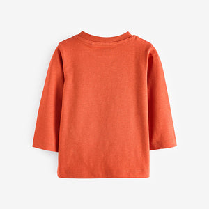 Orange Car 100% Cotton Long Sleeves Semi Plain T-Shirt (3mths-6yrs)