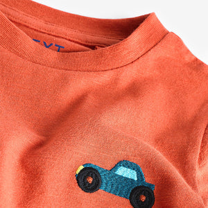 Orange Car 100% Cotton Long Sleeves Semi Plain T-Shirt (3mths-6yrs)