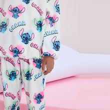 Load image into Gallery viewer, White/Pink License Lilo and Stitch Cosy Fleece Pyjamas (4-12yrs)
