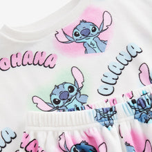 Load image into Gallery viewer, White/Pink License Lilo and Stitch Cosy Fleece Pyjamas (4-12yrs)
