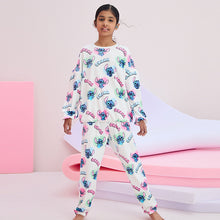Load image into Gallery viewer, White/Pink License Lilo and Stitch Cosy Fleece Pyjamas (4-12yrs)
