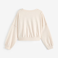 Load image into Gallery viewer, Ecru Varsity Graphic 100% Cotton Long Sleeve Sweatshirt (3-12yrs)
