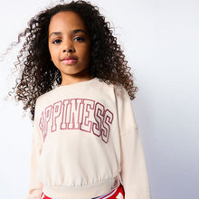 Load image into Gallery viewer, Ecru Varsity Graphic 100% Cotton Long Sleeve Sweatshirt (3-12yrs)
