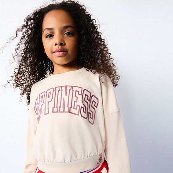 Ecru Varsity Graphic 100% Cotton Long Sleeve Sweatshirt (3-12yrs)