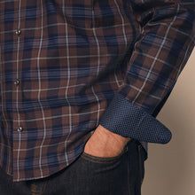 Load image into Gallery viewer, Neutral Brown Check Regular Fit Easy Iron Long Sleeve Single Cuff Oxford Shirt
