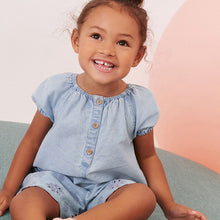 Load image into Gallery viewer, Denim Broderie Playsuit (3mths-5-6yrs)
