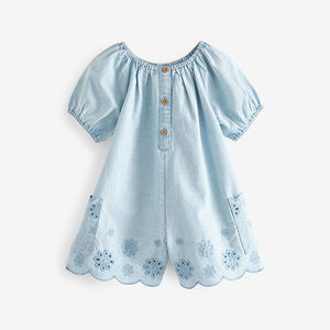 Denim Broderie Playsuit (3mths-5-6yrs)