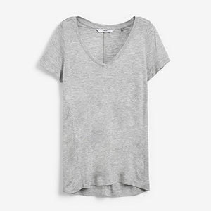 Grey Marl Slouch V-Neck T-Shirt