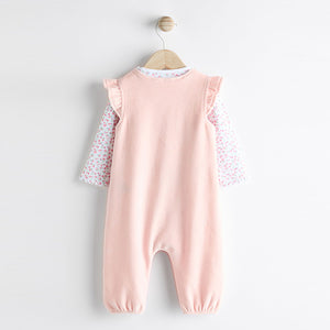Pink Baby Dungarees and Longsleeve Bodysuit Set (0mths-18mths)