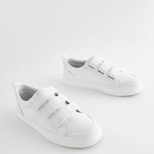Load image into Gallery viewer, White Standard Fit (F) 3 Strap Touch Fastening Trainers
