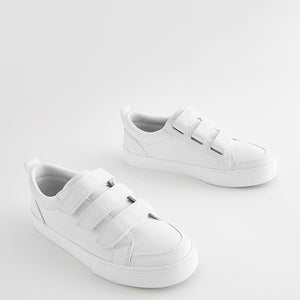White Standard Fit (F) 3 Strap Touch Fastening Trainers