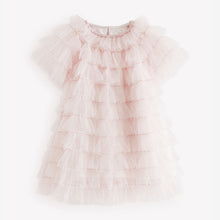 Load image into Gallery viewer, Shell Pink Sparkle Ruffle Mesh Dress (3mths-6yrs)
