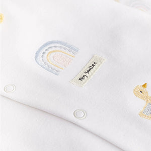 White Farmyard Baby 100% Cotton Rompers 3 Pack (0mths-18mths)