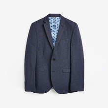 Load image into Gallery viewer, Mid Blue Slim Check Suit Jacket
