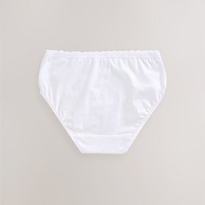 White Heart Lace Trim Briefs 7 Pack