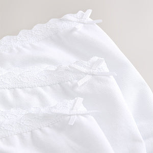 White Heart Lace Trim Briefs 7 Pack