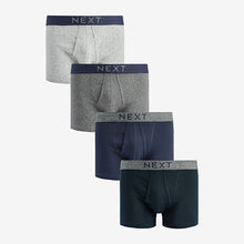 Load image into Gallery viewer, Grey/Navy 4 pack A-Front Pure 100% Cotton Boxers
