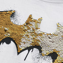 Load image into Gallery viewer, White 100% Cotton Licensed Flip Sequin Batman T-Shirt (3-12yrs)
