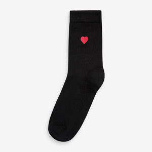 Heart Embroidered Motif Ankle Socks 5 Pack