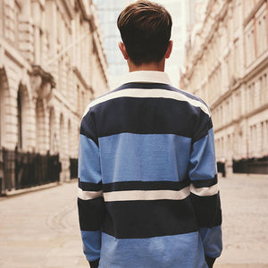 Blue Long Sleeve Rugby 100% Cotton Polo Shirt (3-12yrs)
