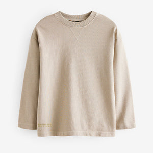 Natural Long Sleeve Heavyweight Washed T-Shirt (3-12yrs)