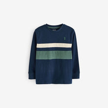 Load image into Gallery viewer, Navy Blue Colourblock Long Sleeve T-Shirt (3-12yrs)
