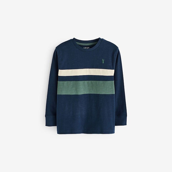 Navy Blue Colourblock Long Sleeve T-Shirt (3-12yrs)