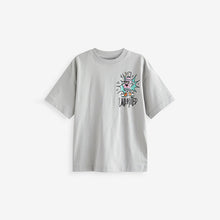 Load image into Gallery viewer, Grey Graffiti Back Print Relaxed Fit Short Sleeve Graphic Print T-Shirt (3-12yrs)
