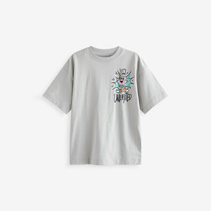 Grey Graffiti Back Print Relaxed Fit Short Sleeve Graphic Print T-Shirt (3-12yrs)