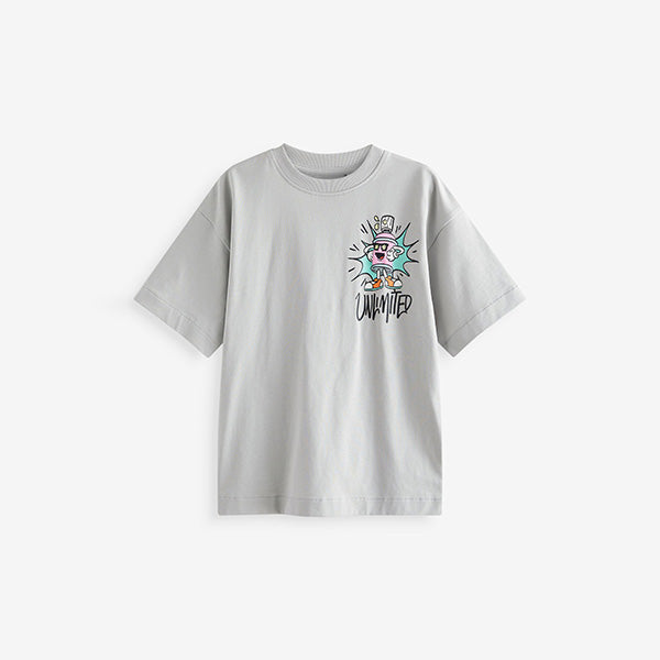 Grey Graffiti Back Print Relaxed Fit Short Sleeve Graphic Print T-Shirt (3-12yrs)