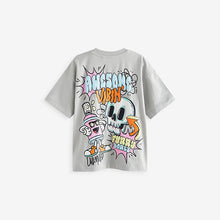 Load image into Gallery viewer, Grey Graffiti Back Print Relaxed Fit Short Sleeve Graphic Print T-Shirt (3-12yrs)
