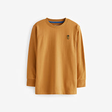 Load image into Gallery viewer, Ochre Yellow/Cream 100% Cotton Long Sleeve Colourblock T-Shirts 3 Pack (3-12yrs)
