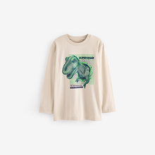Load image into Gallery viewer, Blue Dino Graphic 100% Cotton Long Sleeve T-Shirts 3 Pack (3-12yrs)
