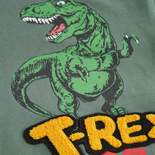 Load image into Gallery viewer, Khaki Green Dino Back Print Relaxed Fit Long Sleeve Graphic T-Shirt (3-12yrs)
