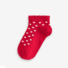 Load image into Gallery viewer, Red and White Cotton Rich Strawberry Trainer Socks 5 Pack
