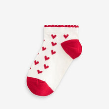 Load image into Gallery viewer, Red and White Cotton Rich Strawberry Trainer Socks 5 Pack
