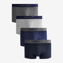 Load image into Gallery viewer, Grey/Navy 4 pack Hipster 100% Cotton Boxers
