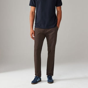 Brown Slim Fit Stretch Chinos Trousers