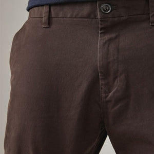 Brown Slim Fit Stretch Chinos Trousers