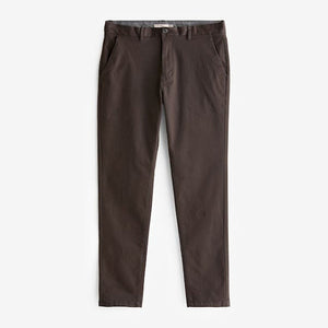 Brown Slim Fit Stretch Chinos Trousers