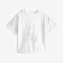 Load image into Gallery viewer, White 100% Cotton Short Sleeve Appliqué T-Shirt (3mths-6yrs)
